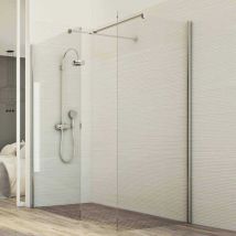 Idralite - Box doccia parete in vetro trasparente 8mm h 198 mod. Walk in Corner 80x170 cm