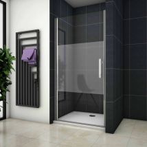 Box Doccia Per Nicchia 76x185cm Porta a Battente in Vetro 6 mm Temperato Semitrasparente/Opaco Centrale Anticalcare Telaio Cromo Lucido