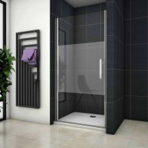 Box Doccia Per Nicchia 90x185cm Porta a Battente in Vetro 6 mm Temperato Semitrasparente/Opaco Centrale Anticalcare Telaio Cromo Lucido