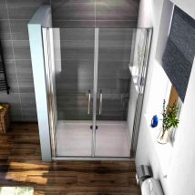 Box Doccia Porta Per Nicchia 195cm Doppie Ante Battenti Saloon in Vetro 6mm Temperato Trasparente Anticalcare 75 cm (710 mm-750 mm)