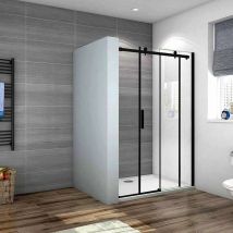 Box Doccia Porta Per Nicchia Scorrevole Vetro 8mm Temperato Trasparente Anticalcare Telai In Alluminio Nero Opaco 110x200cm