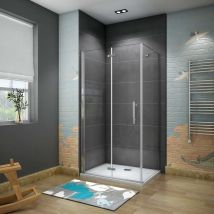 Exit Toys - Box Doccia Porta Pieghevole Più Parete Laterale Fissa Vetro 6 mm Temperato Anticalcare Telaio e Barra Stabilizzatrice Cromato Lucido