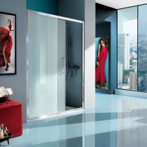 Box doccia porta scorrevole Vetro 6mm H200 - Europa-Samo - Profilo: Bianco - Misure: 123-129 - Vetro: Satinato