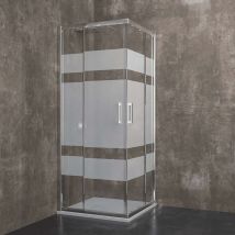 Arreditaly - Box Doccia Quadrato 195 Cm h Cabina Bagno Con Porte Scorrevoli Ante In Cristallo Temperato Serigrafato da 6 mm Struttura Alluminio