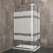 Bricozone - Box Doccia Rettangolare 195 Cm h Cabina Bagno Con Porte Scorrevoli Ante In Cristallo Temperato Serigrafato da 6 mm Struttura Alluminio