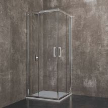 Bricozone - Box Doccia Quadrato 195 Cm h Cabina Bagno Con Porte Scorrevoli Ante In Cristallo Temperato Trasparente da 6 mm Struttura Alluminio