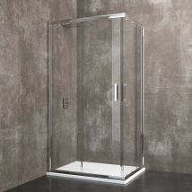 Bricozone - Box Doccia Rettangolare 195 Cm h Cabina Bagno Con Porte Scorrevoli Ante In Cristallo Temperato Trasparente da 6 mm Struttura Alluminio