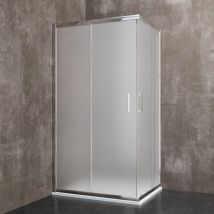 Bricozone - Box Doccia Rettangolare In Cristallo Temperato Satinato da 6 mm Cabina Bagno 195 Cm h Con Ante Porte Scorrevoli Struttura Alluminio