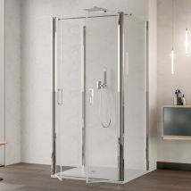 Box Doccia Saloon Tre Lati Senza Profili Trasparente 6mm H195 Dobla, Misura 70x70x70