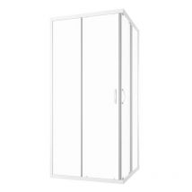 Box Doccia Scorrevole 70x90 Cm Profili In Alluminio Bianco Vetro 4mm Trasparente H185 - Reversibile Mod. Grenada