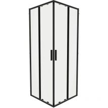 Parama - Box Doccia Scorrevole 70x90cm con Profili Slim in Alluminio Nero Opaco Vetro 6mm Trasparente h190 - Reversibile Mod. Portofino