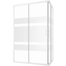 Parama - Box Doccia Scorrevole 80x100 cm Profili in Alluminio Bianco Vetro 4mm Serigrafato h185 - Reversibile Mod. Grenada