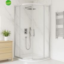 Ambra - Box doccia semicircolare in vetro temperato trasparente 6mm modello galileo s h.195 cm 87/89 vetro trasparente - spazio ingresso 56 cm mobo