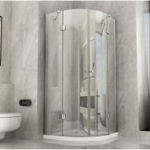 Bricoshop24 - Box Doccia Tondo 80x80 90x90 8 mm 2 ante Battente Semi Circolare Vetro Cristallo - Misura Semicircolare 90x90
