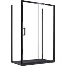 Olimpo Docce - Box doccia tra lati porta scorrevole profili neri h195 6mm agata, seleziona misura 75x140x75