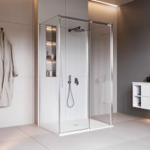 Olimpo Docce - Box doccia tre lati con parete fissa 8mm h200 anticalcare target, seleziona misura 70x120x70