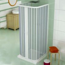 Box Doccia Saturnia In Pvc 3 Lati Apertura Scorrevole Centrale Doppia Anta A Soffietto 70 X 90 X 70 X H185 Cm