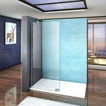 Aica Italy - Parete Doccia Walk-in Con Barra Stabilizzatrice Angolare 45cm Cristallo Temperato Anticalcare 6mm Misura 85x185cm