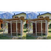 Sider Box - 2 box per cani con copertura e retro in legno zincatura a caldo ciascuno da 200x300xh180 cm