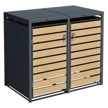 Estexo - Box pour poubelles Cache poubelles Box avec 2 portes Anthracite Decor en bois