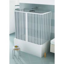 Box Doccia Per Vasca Venusia In Pvc 3 Lati Apertura Scorrevole Centrale A Soffietto Doppia Anta 70 X 160 X 70 X H150 Cm