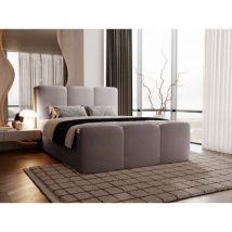 Boxbett mit Bettkasten 140x200, Dunkelgrau Samt, Campi