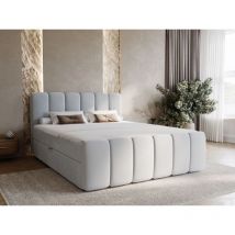 Boxbett mit Bettkasten 140x200, Hellgrau Samt, Cloud