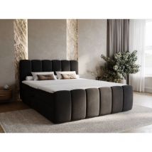 Boxbett mit Bettkasten 140x200, Schwarz Samt, Cloud