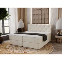 Boxbett mit Bettkasten 160x200, Beige Samt, Napoli