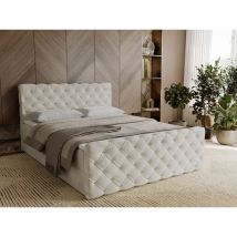 Boxbett mit Bettkasten 160x200, Creme Samt, Lunaris