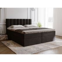 Boxbett mit Bettkasten 160x200, Schwarz Samt, Mocca
