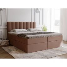 Boxbett mit Bettkasten 180x200, Braun Samt, Mocca