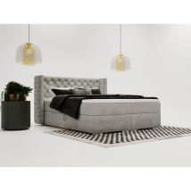 Boxbett mit Bettkasten 180x200, Grau Samt, Lion
