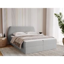 Boxbett mit Bettkasten 180x200, Hellgrau Samt, Bogota