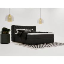 Boxbett mit Bettkasten 180x200, Schwarz Samt, Lion