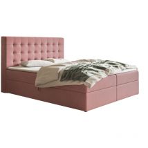 Jora Boxspringbett 180x200 cm, Doppelbett mit Bettkasten, Polsterbett mit Matratze - Rosa (Jasmine 61)