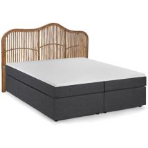 Boxspringbett mit Rattan-Kopfteil 18006-00