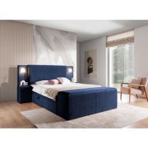 Boxspringbett Bett marten 140x200cm Set.3 in Stoff Magic Velvet Dunkelblau