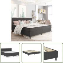 The Living Store Boxspringbett Dunkelgrau Stoff 200x200 cm - Boxspringbett - Doppelbett - Bettsofa - Schlafzimmermöbel - Dunkles Holz