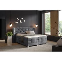 Fun Moebel - Boxspringbett Elektrisch Bett Steve 200x200cm In Stoff Fresh Dunkelgrau