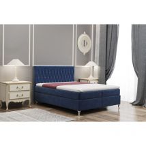 Boxspringbett mit bettkasten matratze kate stoff Monolith Marineblau 140x200 cm