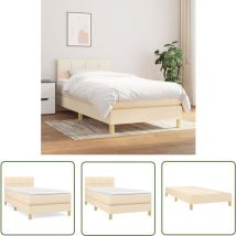The Living Store Boxspringbett mit Matratze Creme 100x200 cm Stoff - Boxspringbett - Doppelbett - Cremefarbenes Bett - Bettrahmen - Matratze