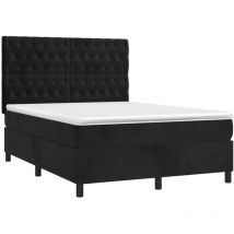 Jinlefu - Boxspringbett mit Matratze Schwarz 140x200 cm Samt vidaXL