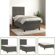 The Living Store Boxspringbett mit Matratze Dunkelgrau 80x200 cm Samt - Samtbett - Boxspringbett - Doppelbett - Bettenrahmen - Luxusbett
