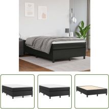 The Living Store Boxspringbett mit Matratze Schwarz 120x200 cm Kunstleder - Boxspringbett - Doppelbett - Bettenrahmen - Kunstlederbett - Schwarzes