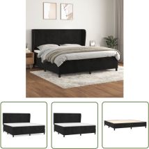 The Living Store Boxspringbett mit Matratze Schwarz 200x200 cm Samt - Samtbett - Boxspringbett - Doppelbett - Luxusbett - Schlafzimmermöbel