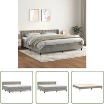 The Living Store Boxspringbett mit Matratze Hellgrau 200x200 cm Samt - Samtbett - Boxspringbett - Doppelbett - Bettauflage - Luxusbett