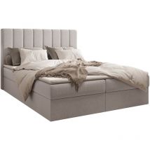 Boxspringbett mit Matratze, Doppelbett mit Bettkasten, aus Samt, dekoratives Kopfteil – Continentalbett 01 (180x200, Silber (Trinity 32))