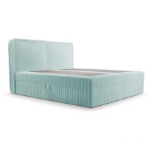 Boxspringbett mit Matratze, Doppelbett mit Bettkasten, aus Samt, dekoratives Kopfteil – Continentalbett 04 (140x200, Mint (Ambience 14))