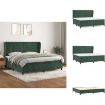 Boxspringbett mit Matratze Dunkelgrün 200x200 cm Samt - Samtbett - Boxspringbett - Doppelbett - Luxusbett - Bettenrahmen